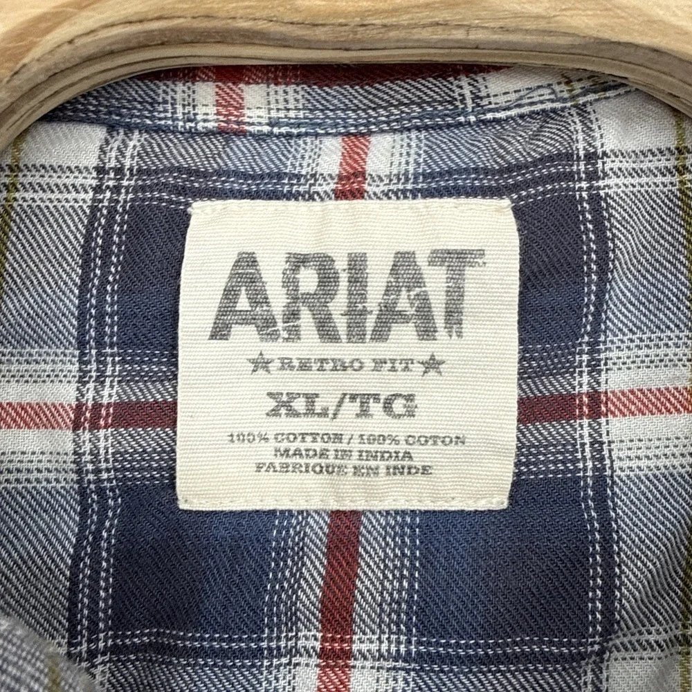 Ariat Retro Fit Western Rodeo Pearl Snap Mens XL Plaid Long Sleeve Cowboy Riding